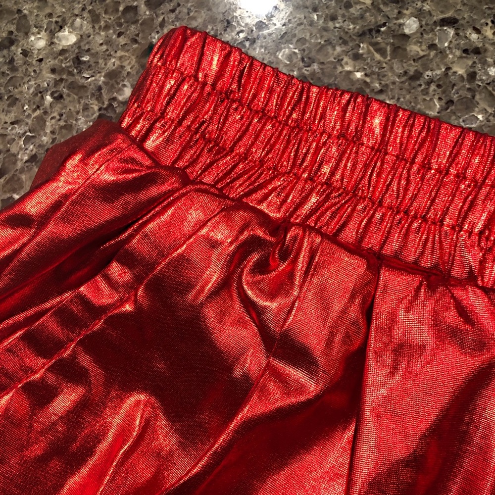 🛑SOLD🛑Red Shiny Rave Shorts - Picture 4 of 5